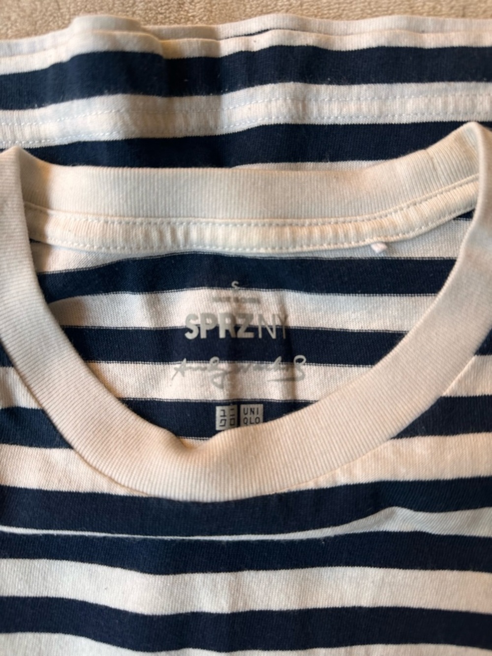 Uniqlo Warhol Collection Navy and White Striped Crewneck Tee - Picture 3 of 4
